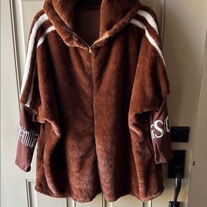 Brown Faux Fur Women's Jacket with hood New